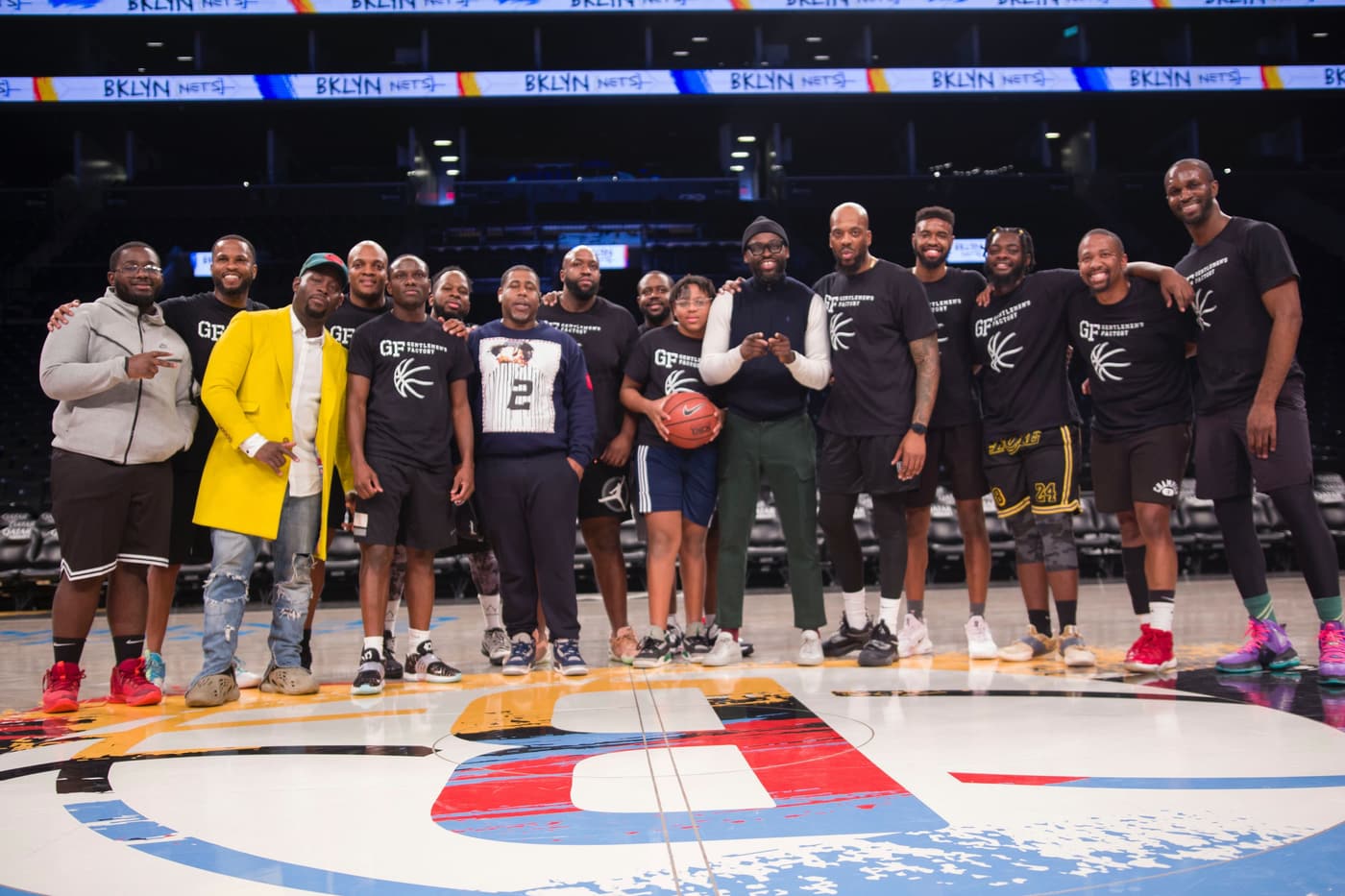 Gentlemen's Factory members on the court at Barclays Center.