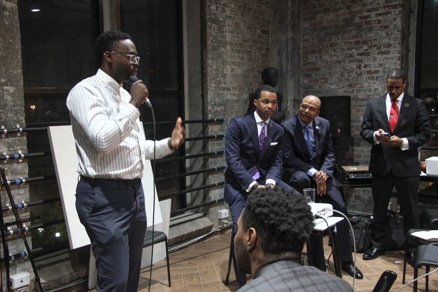 Taking the floor during a panel.
